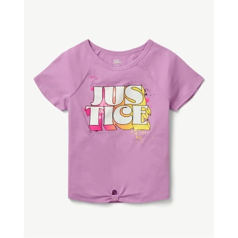 Justice Girls Knot Front Graphic T-Shirts 2-Pack Size S (7/8)